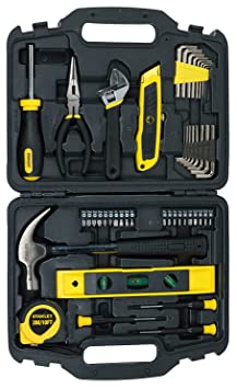 STANLEY STHT74981 Small Home Tool Kit For Home & DIY Use(47-pieces) - Includes Screwdriver, Hammer, Wrench, Pliers, Measurement Tape, Knife, Magnetic Drivers, Tool Box