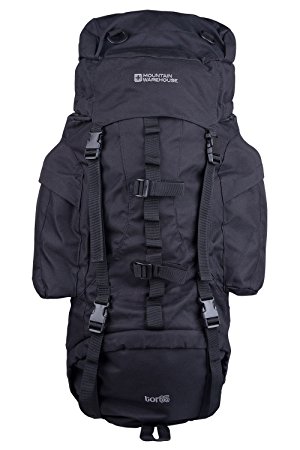 Mountain Warehouse Tor 65L Spacious Rucksack - Ladderlock Back, Padded Air Mesh with Load Balance Adjusters, Multiple Pockets & Compartments - Great for travelling