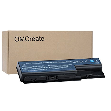 OMCreate 8-Cell Battery for Acer Aspire 5920 5315 5520 6930 7520 7720, fits AS07B31 AS07B51 AS07B41 AS07B32 AS07B71 AS07B72 - 12 Months Warranty