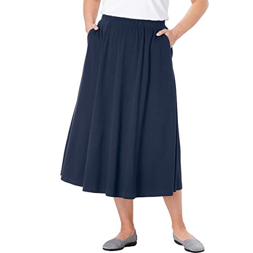 Woman Within Women's Plus Size 7-Day Knit A-Line Skirt