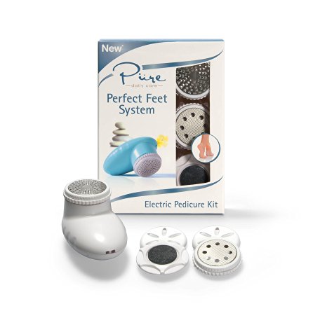 Perfect Feet System - Professional 3-in-1 Electric Pedicure Kit - Callus Remover Kit for Foot/Nail- 3 Interchangeable Attachments with 2 Speeds - Complete Spa Caliber System for Your Feet