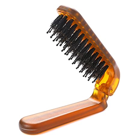 Travel Folding Hair Brush Bristles Hair Comb Collapsable Portable Pocket Boar Bristle Hair Brush Bristles Hair Comb Travel Hair Brush for Thin Thick Hair Mini Hair Brush for Women