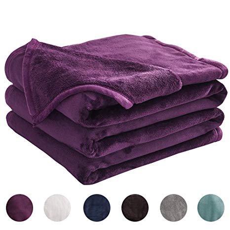 LIANLAM Fleece Blanket Lightweight Super Soft and Warm Fuzzy Plush Cozy Luxury Bed Blankets Microfiber (Purple, Queen(90"x90"))