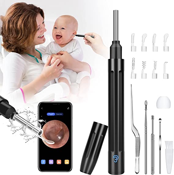 Ear Wax Removal, AiBast Ear Cleaner Ear Wax Removal Tool Camera 1080P HD WiFi Ear Endoscope Ear Wax Removal Kit Waterproof Wireless Otoscope with 6 LED Light for iPhone, iPad & Android Smart Phones