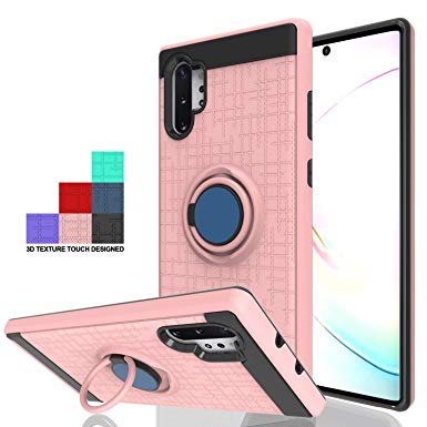 Wtiaw:Galaxy Note 10 /Note 10 Plus 5G/Note 10 Plus/Note 10  Pro/Note 10 Pro/Galaxy Note 10  Plus Case,360 Degree Rotating Ring Kickstand Dual Layer Defender Case for Galaxy Note 10 PRO-CH Rose Gold