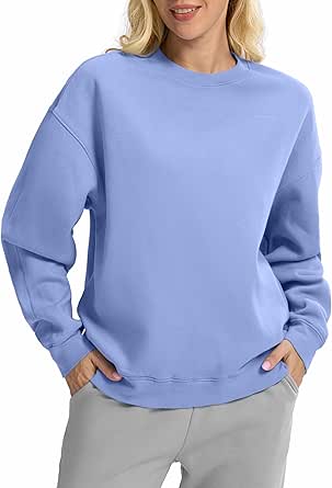 G Gradual Women's Crewneck Sweatshirts Oversized Cotton-blend Fleece Pullover Sweatshirt for Women Loose Fit