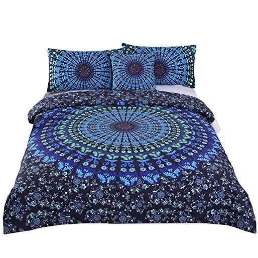 Sleepwish 4 Pcs Bohemian Moonlight Bedding Set Bohemia Blue Nice Gift Plain Twill Home Textiles Duvet Cover Set King Size