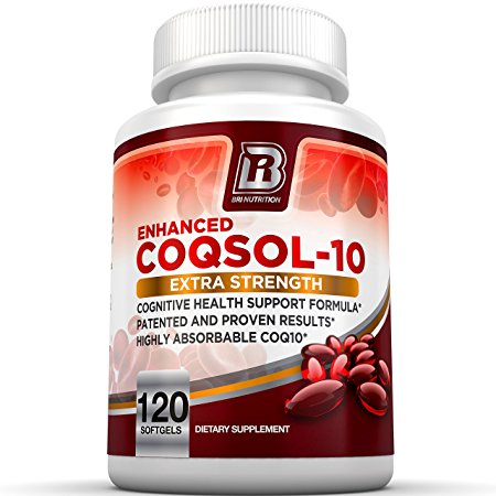 BRI Nutrition COQ10 Ubiquinone - 2.6x Higher Total Coenzyme Q10 COQSOL® Absorption than normal COQ10 - 100mg Maximum Strength Supplement - 120 Softgels