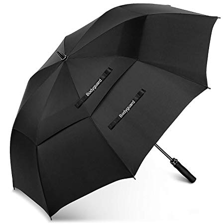 Bodyguard Golf Windproof Umbrella with 68 Inch Large Oversize, Double Teflon Canopy Vented, Automatic Open Stick Umbrellas for Men and Women