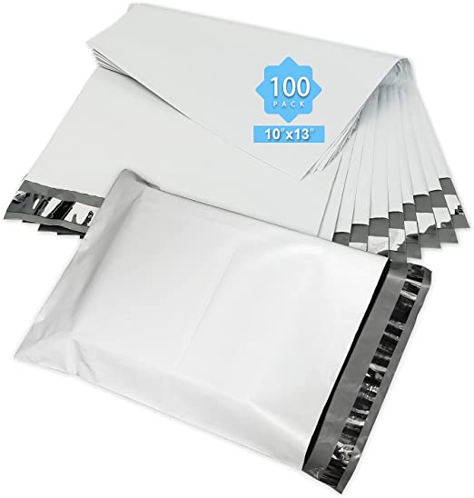 Reliable Mailer 10x13 Inch 100Pcs White Poly Mailers Shipping Envelopes, Self Sealed Mailer Bags with Waterproof and Tear-Proof Postal Bags, Packaging for Small Business