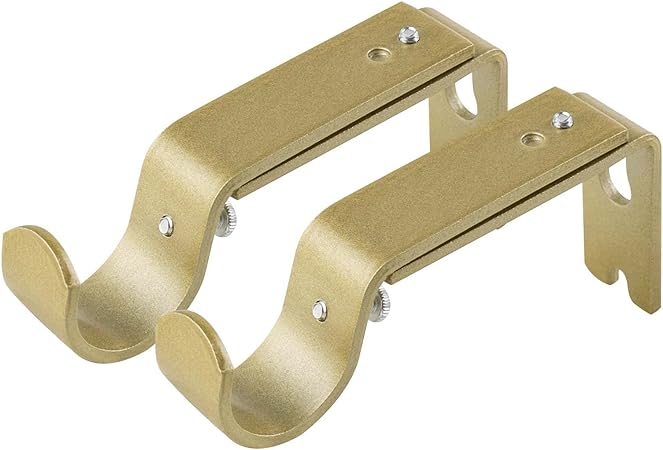 KAMANINA Curtain Brackets Adjustable Curtain Rod Brackets for 7/8 or 1 Inch Rods Set of 2 Antique Gold