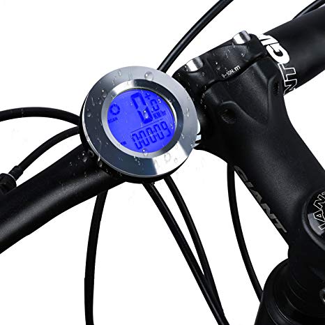 ICOCOPRO Bike Speedometer and Odometer Wireless - Flexible Round Shape,Waterproof Cycle Computer with LCD Backlight Display Multi-Function Bicycle Computer