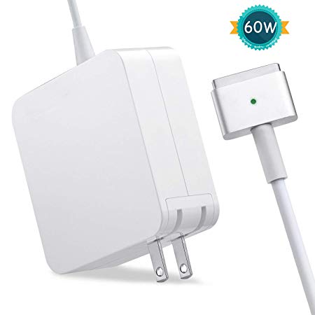 Mac Book Pro Charger, 60W Magsafe 2 Power Adapter Magnetic Charger T-Tip Replacement for Mac Book Air 11/13 inch Mac Book Pro (After Mid 2012 Models)