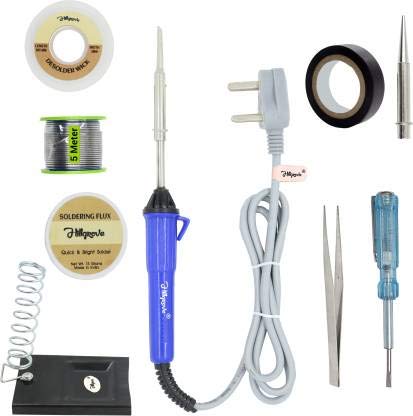 Walkers 9In1 25W Soldering Iron, Tweezer, Iron Stand, Soldering Paste, Soldering Wire, Desoldering Wick, Pointed Bit, Tester, Insulation Tape