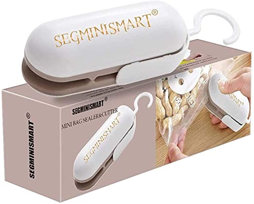 Mini Bag Sealer, Handheld Heat Vacuum Sealers, 2 in 1 Heat Sealer and Cutter Handheld Portable Bag Resealer Sealer for Plastic Bags Food Storage Snack Fresh Bag Sealer (Battery Not Included)