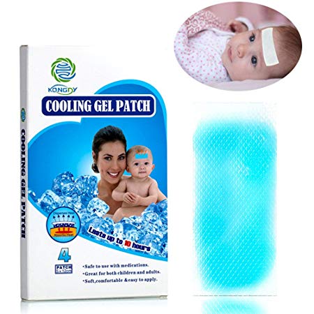 KONGDY Cooling Gel Patch for Relief Muscle Ache, Migraine, Headache, Fever, Tired, Fever, Heat Discomfort, for Children and Adults, 8 Patches