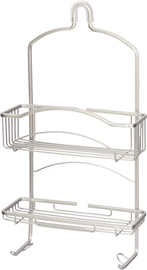 Panacea Grayline 2 Shelf Aluminum Shower Caddy, Satin Nickel