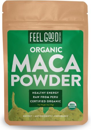 Organic Maca Powder (Raw) - 4oz Resealable Bag - 100% Raw From Peru - by Feel Good Organics