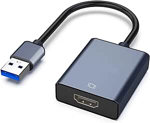 USB to HDMI Adapter, USB 3.0/2.0 to HDMI for Multiple Monitors 1080P Compatible with Windows XP/7/8/10 (Darkgrey)