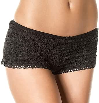 ToBeInStyle Women's Chiffon Ruffle Lace Trim Retro Cheeky Booty Panty Shorts