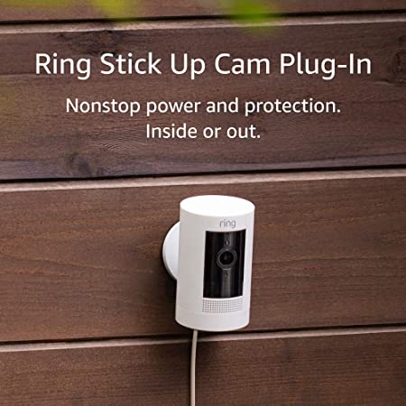 All-new Ring Stick Up Cam Plug-In HD security camera with two-way talk, Works with Alexa – 2-Pack