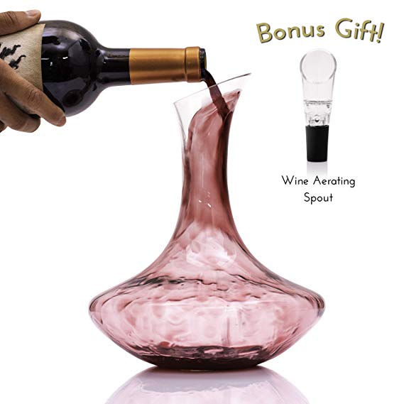 I.W.Co. Red Wine Decanter and Aerator Pourer Gift Set Plus Accessories | Luxurious Wine Breather Carafe - Premium Grip-Enhanced Drying Stand - Bonus Wine Aerator