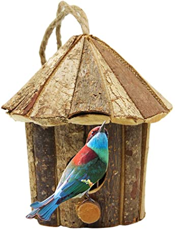 yofit Outside Wooden Bird House, Ventilation Hanging Bird House for Small Bird Chickadees Sparrows