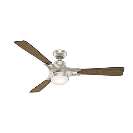 Hunter Fan Company 59378 Hunter Signal Ceiling Fan with Light with Integrated Control System-Handheld Handfield Wi-Fi Enabled Home Kit Compatible, 54", Matte Nickel