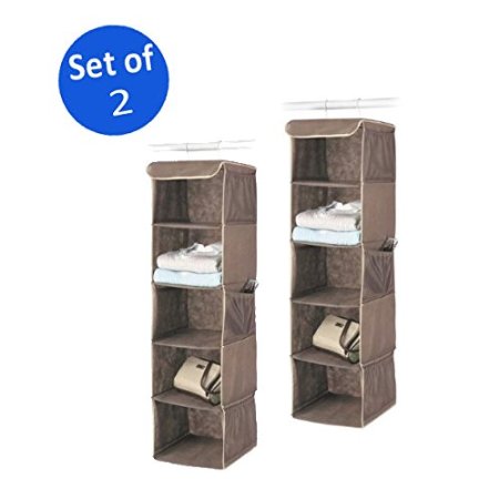 Whitmor 6351-1234-JAVA Fashion Color Organizer Collection Hanging Accessory Shelves Java Set of 2