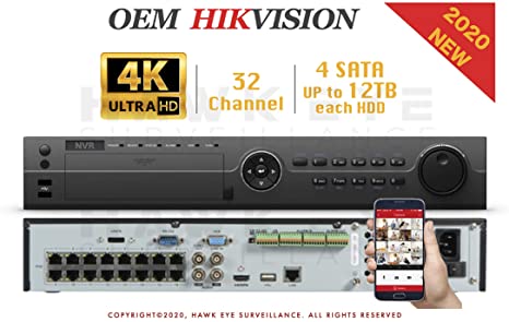 4K 32CH IP Network Video Recorder - 16 Built in PoE Port Up to 12MP Resolution Recording Compatible with DS-7732NI-I4/16P NVR 3 Year Warranty
