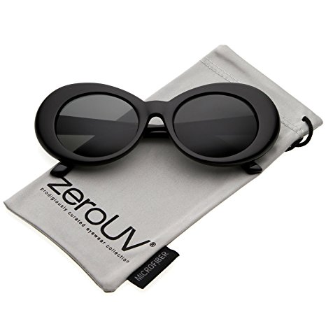 zeroUV - Bold Retro Oval Mod Thick Frame Sunglasses Clout Goggles with Round Lens 51mm