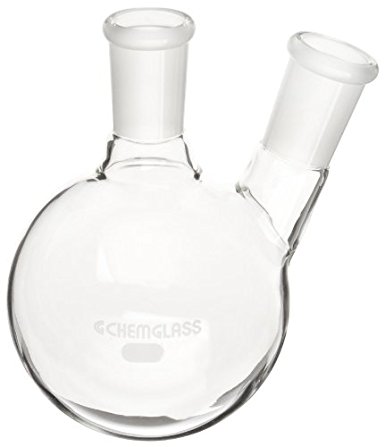 Chemglass CG-1520-14 Glass 1000mL Round Heavy Wall 2 Neck Bottom Boiling Flask with 24/40 Standard Taper Outer Joint and 20 Degree Angle