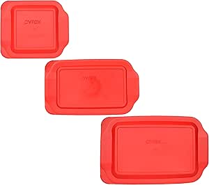 Pyrex (1) 222-PC 2qt Red Lid, (1) 232-PC 2qt Red Lid, (1) 233-PC 3qt Red Lid Made in the USA