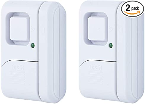 GE 45115 Personal Security Window/Door, 2-Pack, DIY Protection, Burglar Alert, Wireless Chime/Alarm, Easy Installation, Ideal for Home, Garage, Apartment, Dorm, RV and Office, White, 2 Count