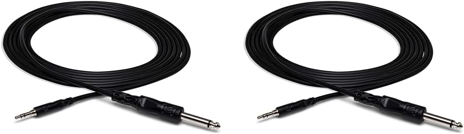Hosa CMP-105 1/4" TS to 3.5 mm TRS Mono Interconnect Cable, 5 Feet (Pack of 2)