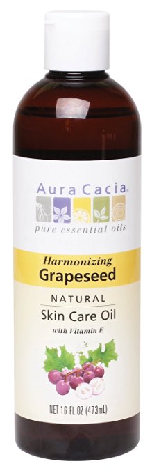 Aura Cacia Natural Skin Care Oil, Harmonizing Grapeseed with Vitamin E, 16 Fluid Ounce