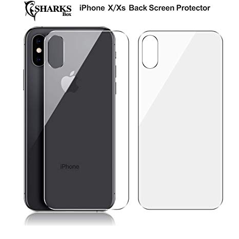 (2 Pack) SHARKSBox iPhone Xs/X Back Screen Protector for Apple iPhone Xs/X [Lifetime Replacements][Case Friendly] Back Temper Glass Screen Protector Rear Film Compatible with iPhone Xs/X 5.8"