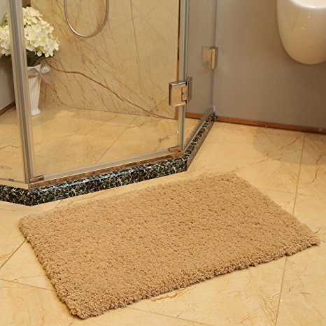 Bath Mat Bathroom Rug Non-slip Soft Microfiber Shower Rugs 20x32 inch Khaki for Bathroom Bedroom Living Room KMAT