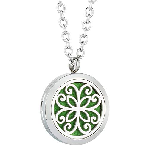 Jenia Aromatherapy Essential Oil Diffuser Necklace Fragrance Pendant Stainless Steel Locket Perfume Gift for Women, Girl with 8 Colors Pads
