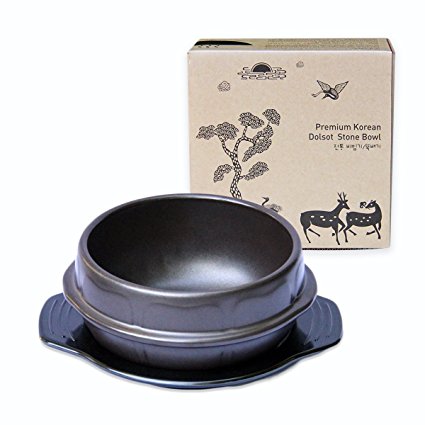 Crazy Korean Cooking Stone Bowl (Dolsot), Sizzling Hot Pot for Bibimbap and Soup Premium Ceramic No Lid, Medium