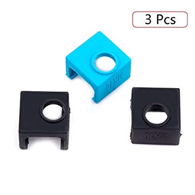 3D Printer MK10 Silicone Cover, FYSETC 3D Printing Parts Heater Block Silicone Socks Temperature Extremely Stable for Wanhao i3 Makerbot MK10 Style Extruders - 3 Pack, Black Blue