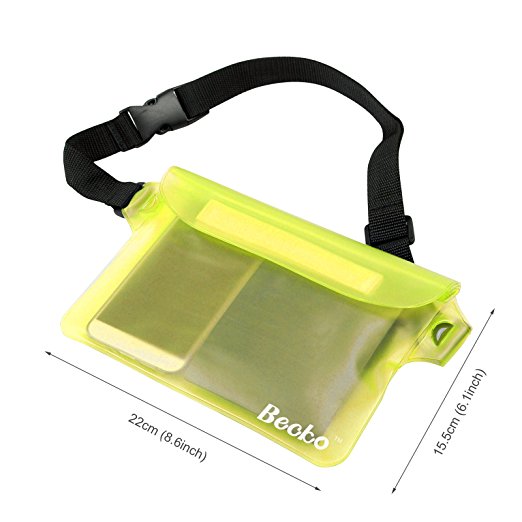 Becko Yellow Waterproof Waist Bag Case Pouch for Kayaking, Sauna, Hiking, Surfing, Fishing, Boating, Skiing, Camping and Other Outdoor Sports. Triple Top Closure Strip Seal System Dry Bag Protect Mobile Phone, Camera, Watch, ID Cards, Wallet, Credit Cards, Room Card, Keys From Water, Sand, Dust and Dirt.