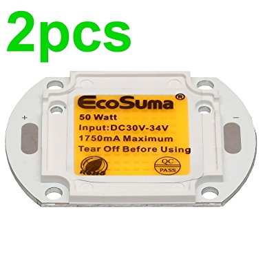 2 Pack 50W LED Chip EcoSuma® Natural White 4000 Kelvin High Power LED Chips Perfectly Suitable For White Skin (50)