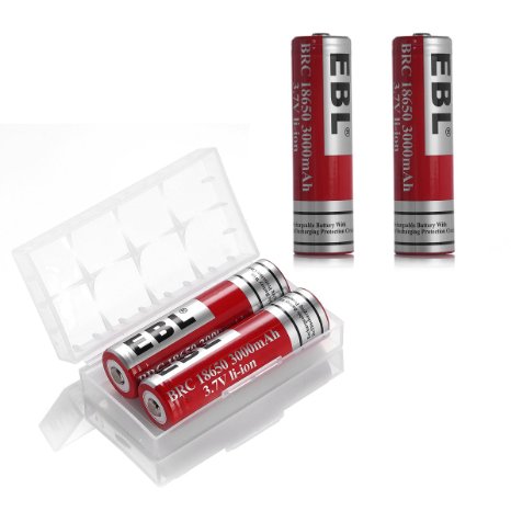 EBL 18650 Battery Lithium-ion 3000mAh 37V Low Self Discharge Rechargeable Batteries 4 Counts