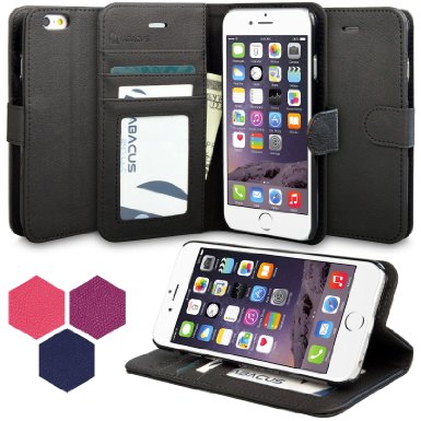 iPhone 6 Plus Case Abacus24-7 Leather Wallet Case and Stand Black