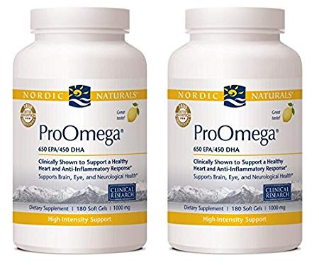 Nordic Naturals ProOmega Lemon Flavor, 1000mg - 180 Softgels- 2 pack