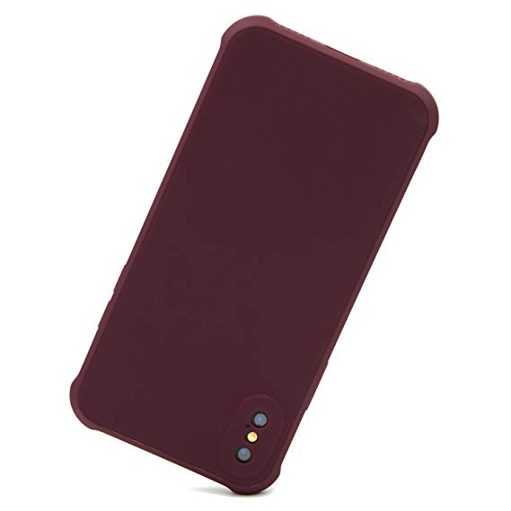 Danbey iPhone X Case, Matte Surface Drop Protection Shockproof Cover, Charming Colorful Skin Feeling, Flexible Rubbery TPU, for Apple iPhone X, D1150 (Shockproof-Wine Red)