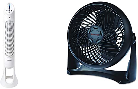 Honeywell Quiet Set Whole Room Tower Fan &  HT-900 TurboForce Air Circulator Fan Black