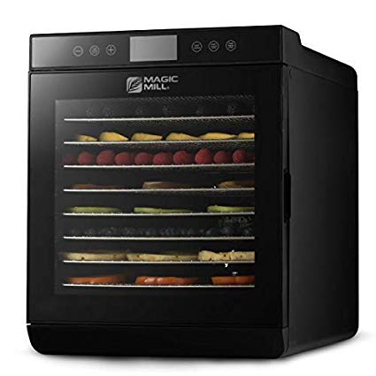 MAGIC MILL Professional Food Dehydrator Machine, 7 Stainless Steel Racks, Multi-Tier Food Preserver, Digital Control 2 Fruit Leather Trays, 1 Fine Mesh Sheets, 1 Hanging Rack 1 Set Ovens Mitts