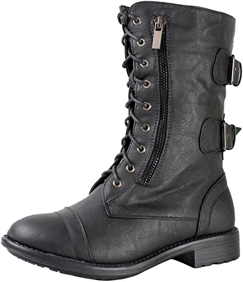 TOP Moda Women’s Pack-72 Tan Military Lace Up Combat Boot